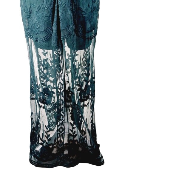 Eleter, Evergreen Lace Maxi Dress with Short Romper Underneath, Size XL, Fairy - Picture 7 of 16